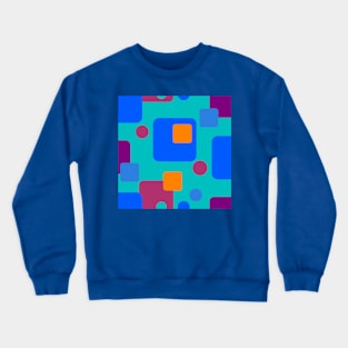 Retro Abstract Dream Space in Blue, Magenta, Orange on Teal Crewneck Sweatshirt